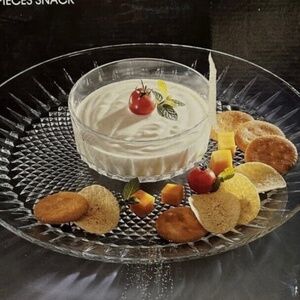 Durand Intl Vintage Arcoroc Luminar 2 pc Bowl & Plate Glass Snack Serving Set